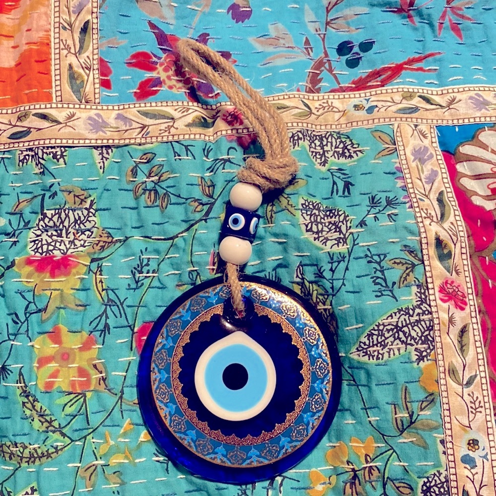 Large Painted Glass Turkish Evil Eye- Wall Decor- Protection-Eye